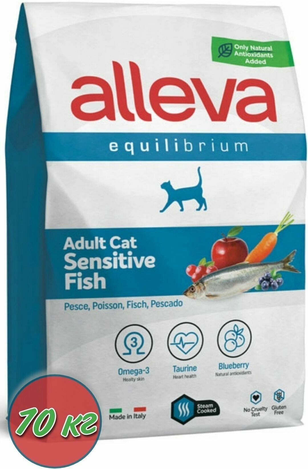 Сухой корм для кошек ALLEVA EQUILIBRIUM SENSITIVE FISH ADULT CAT Аллева корм Эквилибриум Сенситив для взрослых кошек с рыбой 10кг