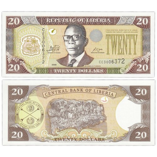 Либерия 20 долларов 2009-2011 либерия 10 долларов 2011