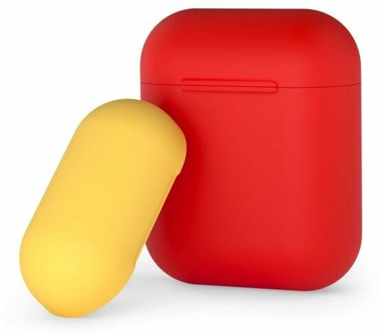 Силиконовый чехол Deppa для AirPods двухцветный (Красный/Желтый) арт.47016