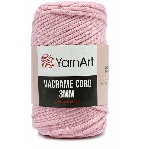 фото Пряжа для вязания yarnart 'macrame cord 3мм' 250гр 85м (60% хлопок, 40% вискоза и полиэстер) (762 холодный розовый), 4 мотка