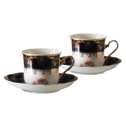 фото Кофейный набор на 2 персоны 7 предметов тет-а-тет leander "мэри-энн /полевой цветок /кобальт" (подарочный) / 157810