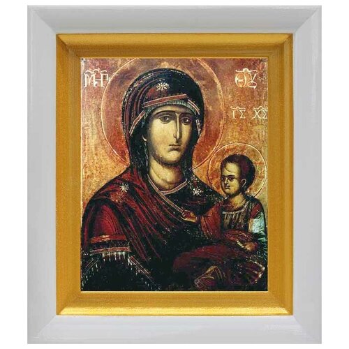 Икона Божией Матери Попская (Иерейская), в белом киоте 14,5*16,5 см