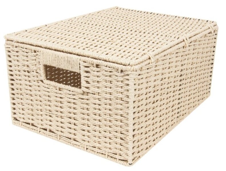 Корзина плетеная 38x28x18 cм с крышкой 19 л бамбук цвет бежевый