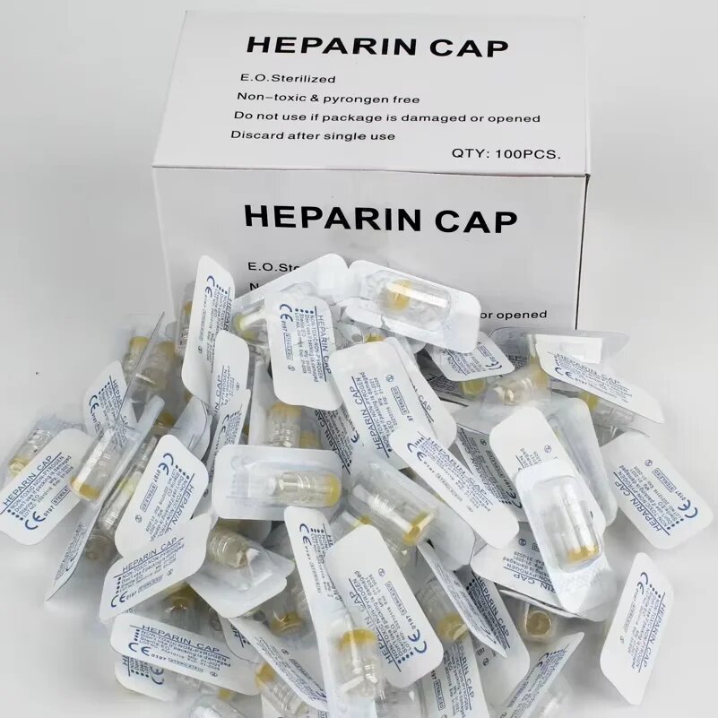 Стерильные кепки Heparin IV cannula для животных 100pcs, white