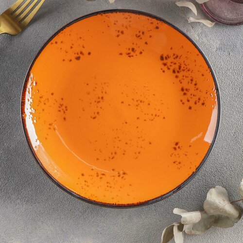Тарелка «Созвездие», сервировочная, плоская, керамика, d=21 см, цвет оранжевый
