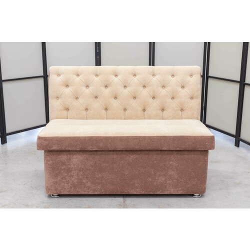 Кухонный прямой диван Монро с ящиком, 120х65 см, обивка моющаяся, антивандальная, антикоготь, цвет крем - мокка