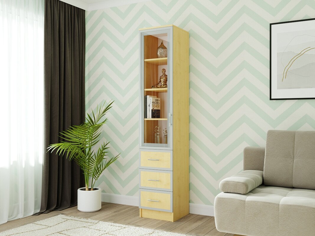 Книжный шкаф МебельЛэнд24 Альма - 5 Клен 50x30x230 желтый