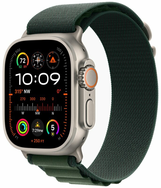 Смарт-часы Apple Watch Ultra 2 (2024) GPS + Cellular 49mm Natural Titanium Case with Dark Green Alpine Loop размер Medium