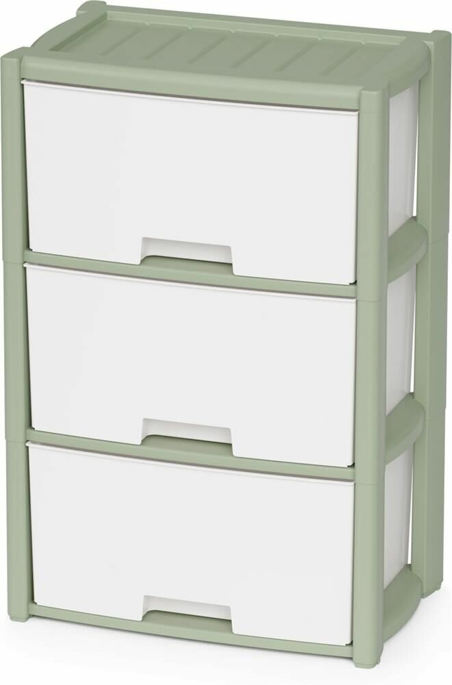 Комод для вещей пластиковый М9040 Колорит 3 секции, зеленый