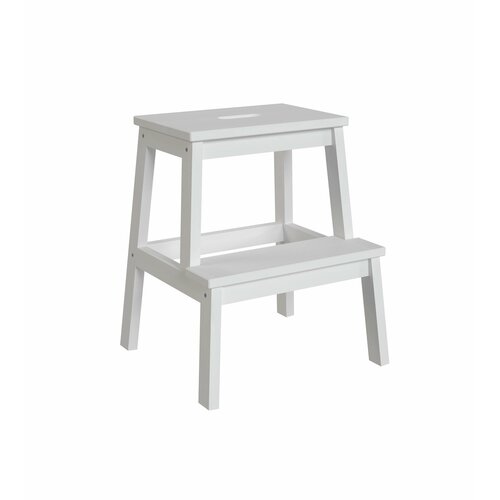 Табурет-стремянка из натуральной березы Siberian Birch Level, размер 43x39x50 см, цвет белый