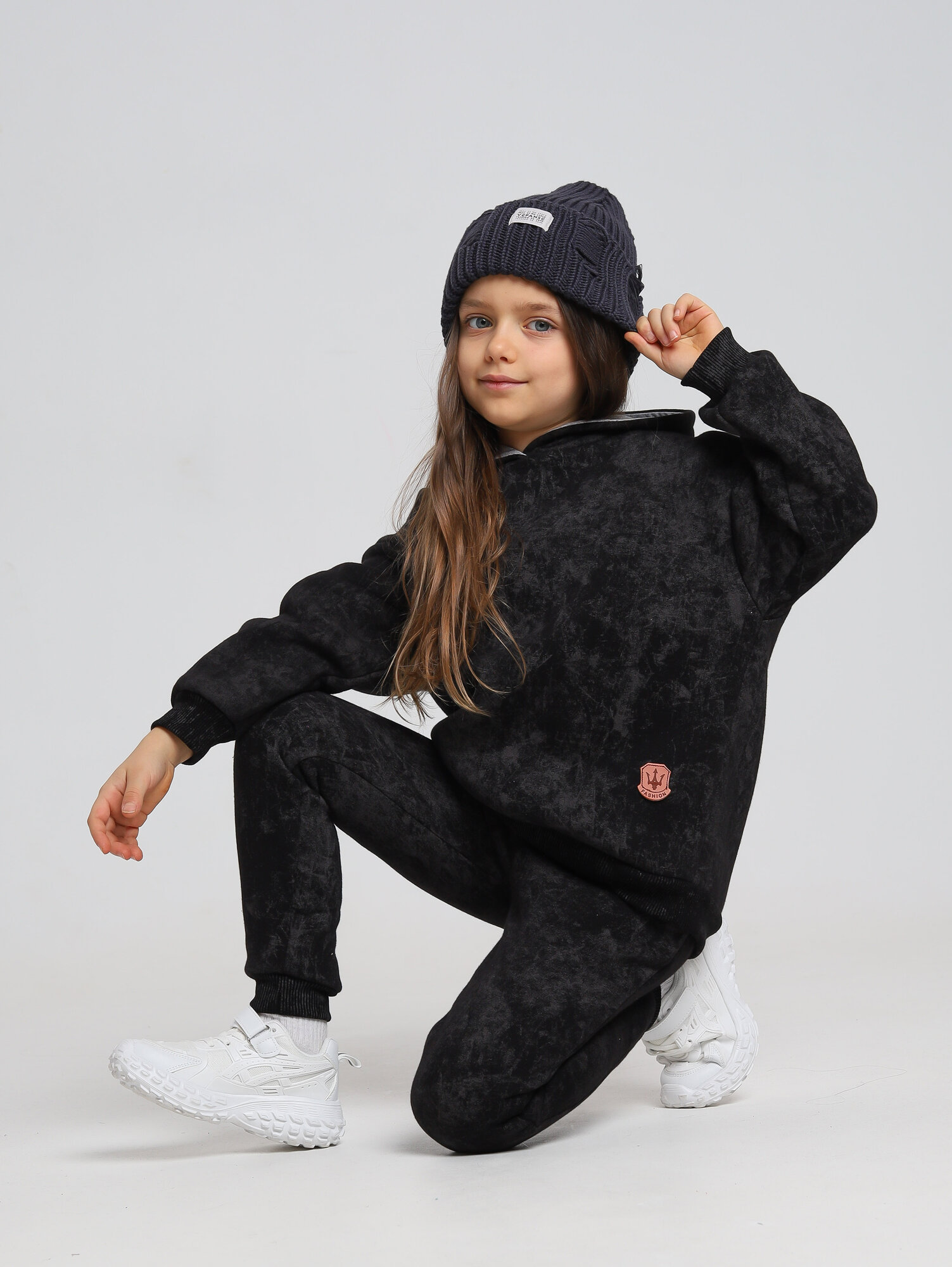 Комплект одежды  Спортивный костюм детский теплый с толстовкой с начесом размер 104 черный размер 104 графит