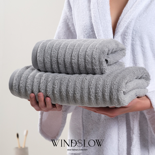 Полотенце банное махровое набор 2 шт серый 2250₽