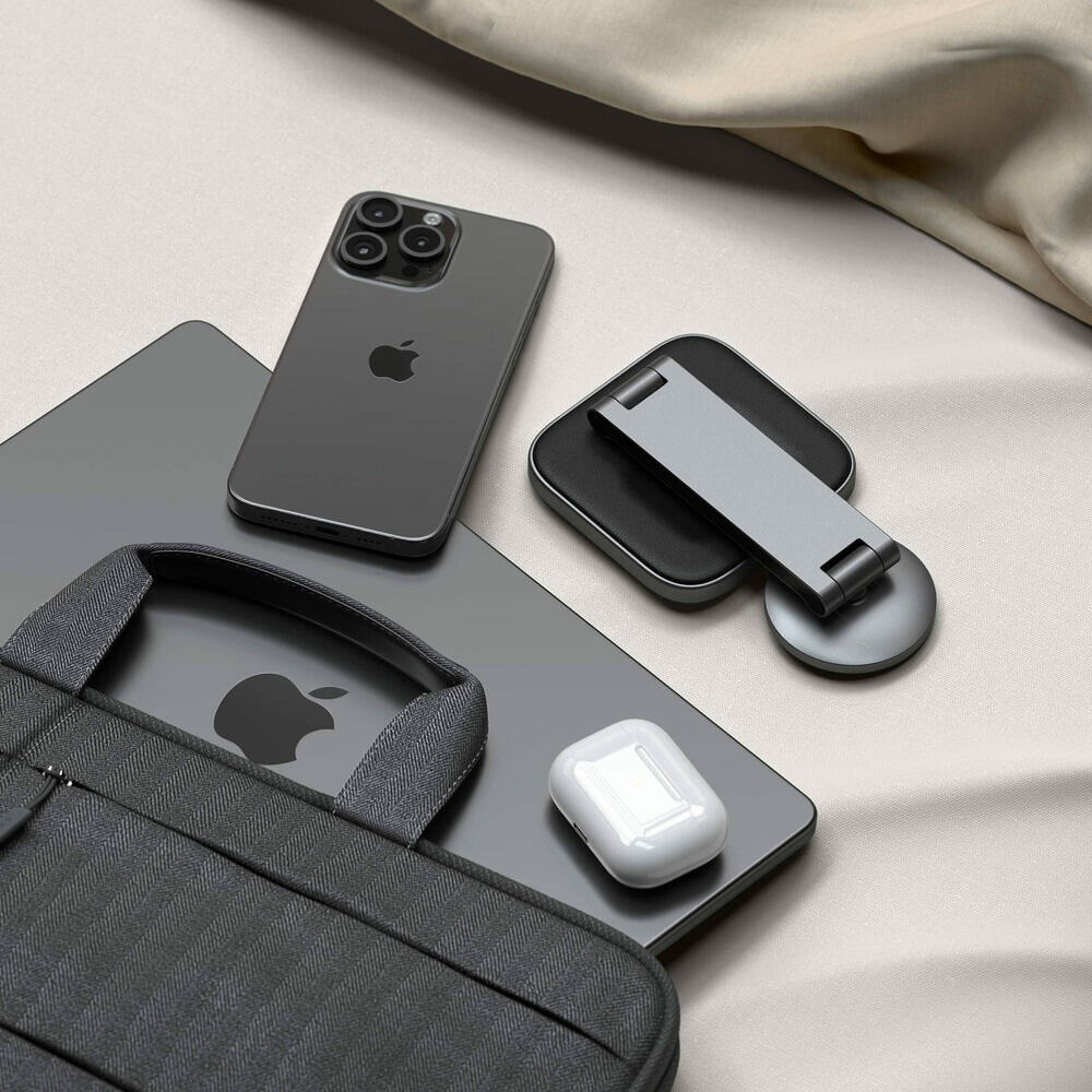 Беспроводное зарядное устройство Satechi 2-in-1 Foldable QI2 Wireless Charging Stand, Type-C, до 20Вт, Черный, ST-Q21FM - фото №8