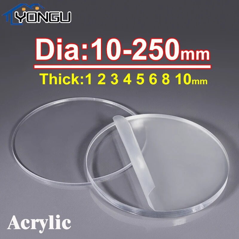 Прозрачный акриловый круглый диск 10-250 мм 100mm(1Pc) 2mm