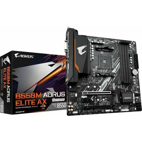 Материнская плата GIGABYTE B550M AORUS ELITE AX mATX AM4 4DDR4 - 3200 МГц 2M2 2PCIe x16 Wi-Fi Bluetooth 12500₽