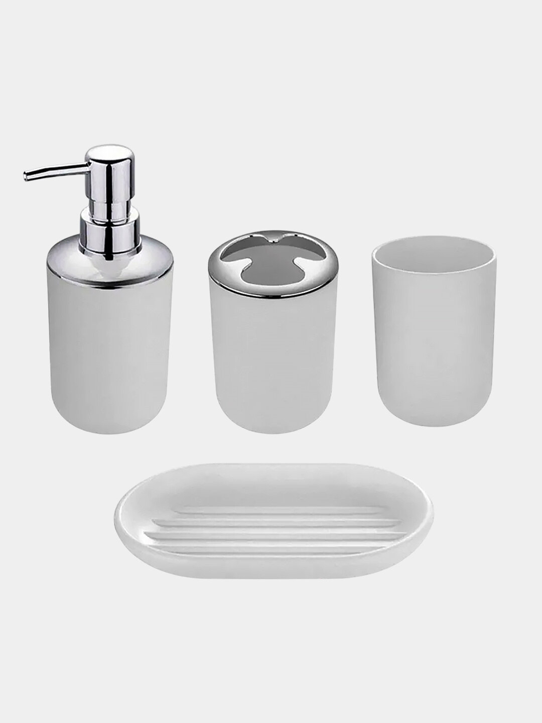 Набор аксессуаров для ванной, 6 предметов, 4 расцветки, Белый — фото 1