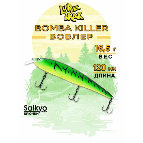 Воблеры для рыбалки LureMax BOMBA KILLER 120FDR-078 16,5 г, воблер на щуку