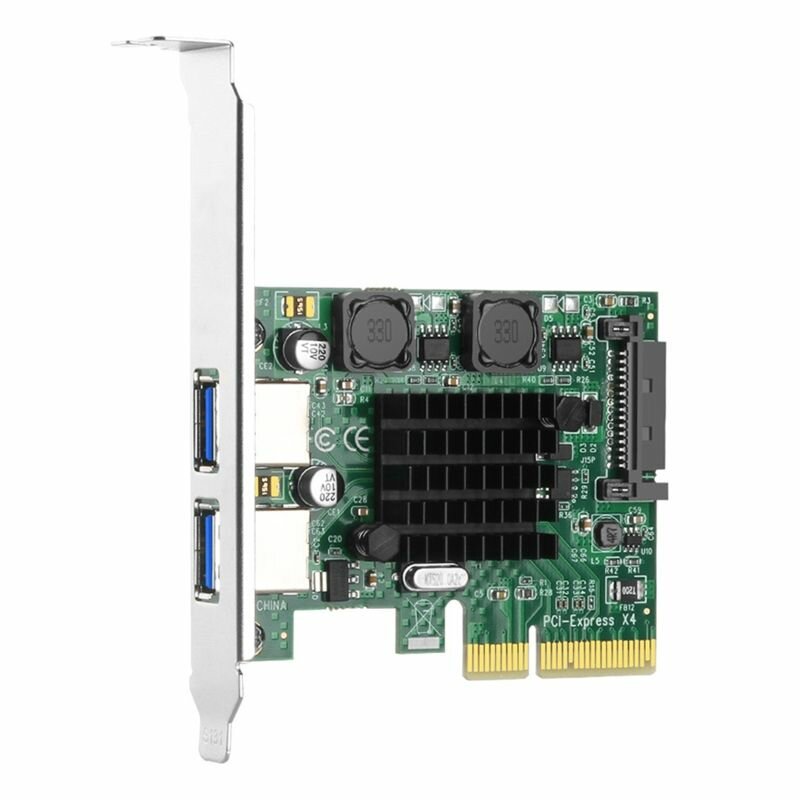 2-портовая плата расширения PCI-E USB3.1 Gen 2 Type-A, 10 Гбит/с с 15-контактным разъемом-адаптером USB 3.1 PCIe с автономным питанием