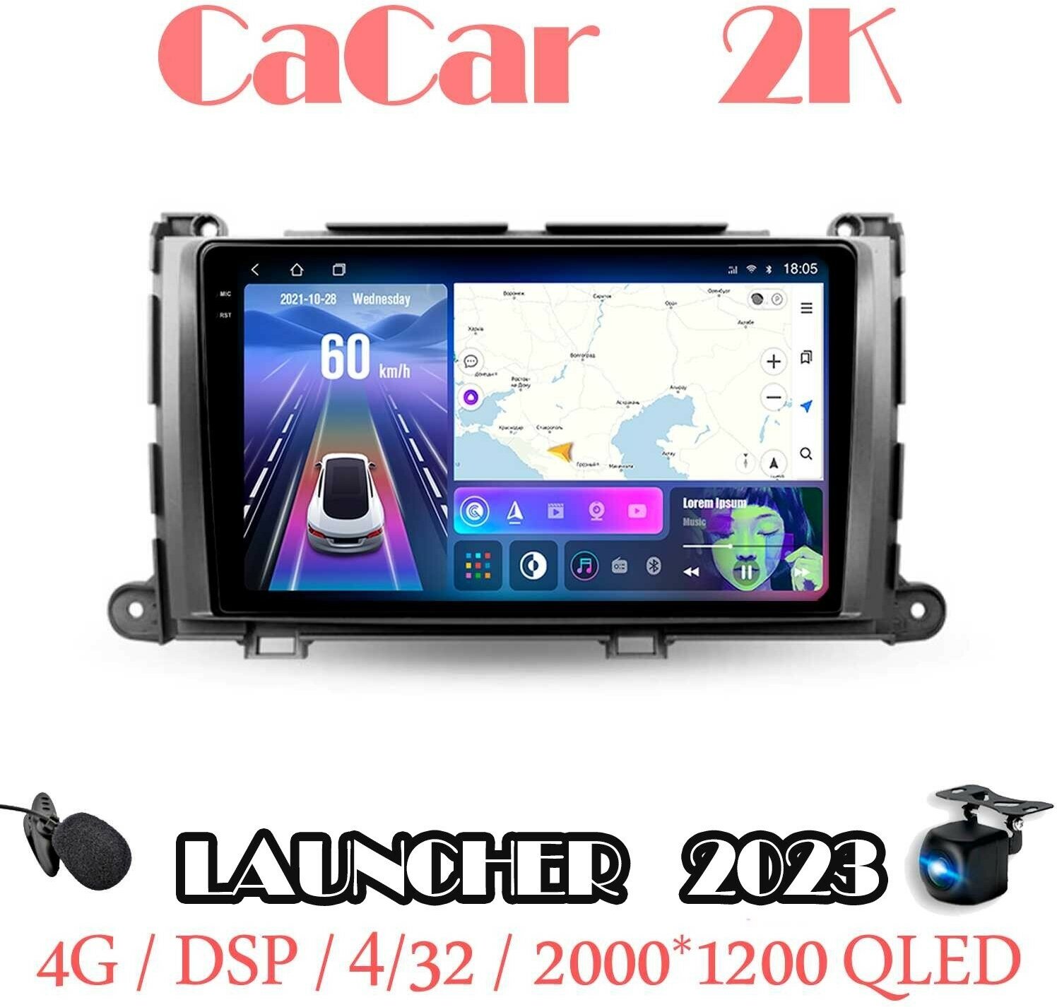 Магнитола CaCar 2К Toyota Sienna 3 XL30 10-14 (4/32/Qled/DSP/4G)