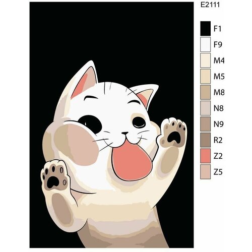 Детская картина по номерам E2111 Белый смешной котенок 20x30
