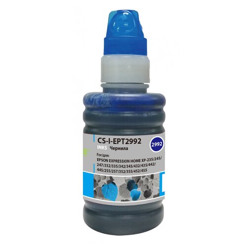 Чернила для принтера Cactus CS-I-EPT2992, для струйных принтеров Epson цвет: голубой, 100мл