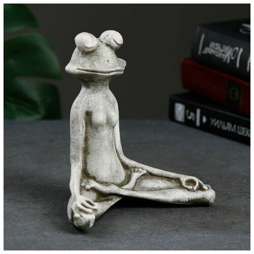 Фигура Лягушка йог в позе лотоса 16х16х6см, серый камень садовая фигура лягушка медитирует серая 23х22х12 5см