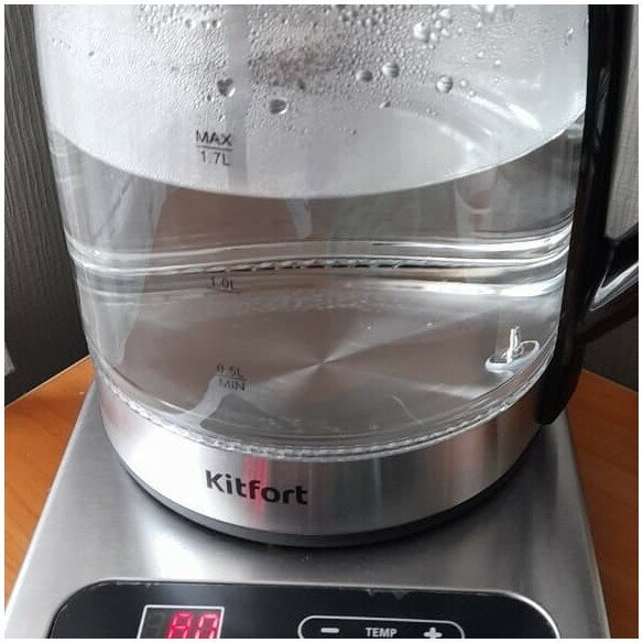 Чайник электрический KITFORT , 2200Вт, нержавеющая сталь и черный - фото №9