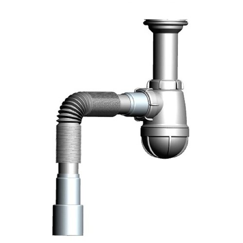 сифон для раковины 1 1 4 с удлиненной горловиной с гибкой трубой 40х40 50 мм Сифон для раковины Aquant, 1 1/4, с удлиненной горловиной , с гибкой трубой 40х40/50 мм