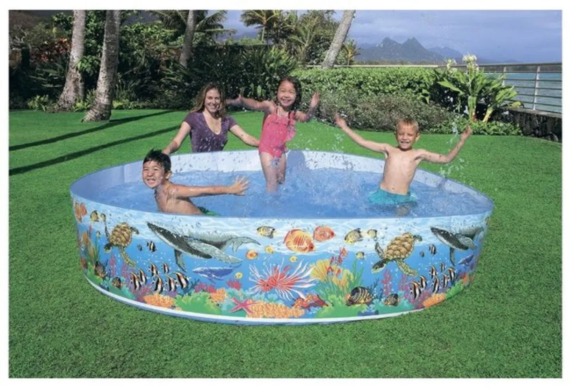 Детский бассейн жесткий, прозрачный с рисунком, круглый бассейн, 244х46см, 2040 литров - фотография № 3
