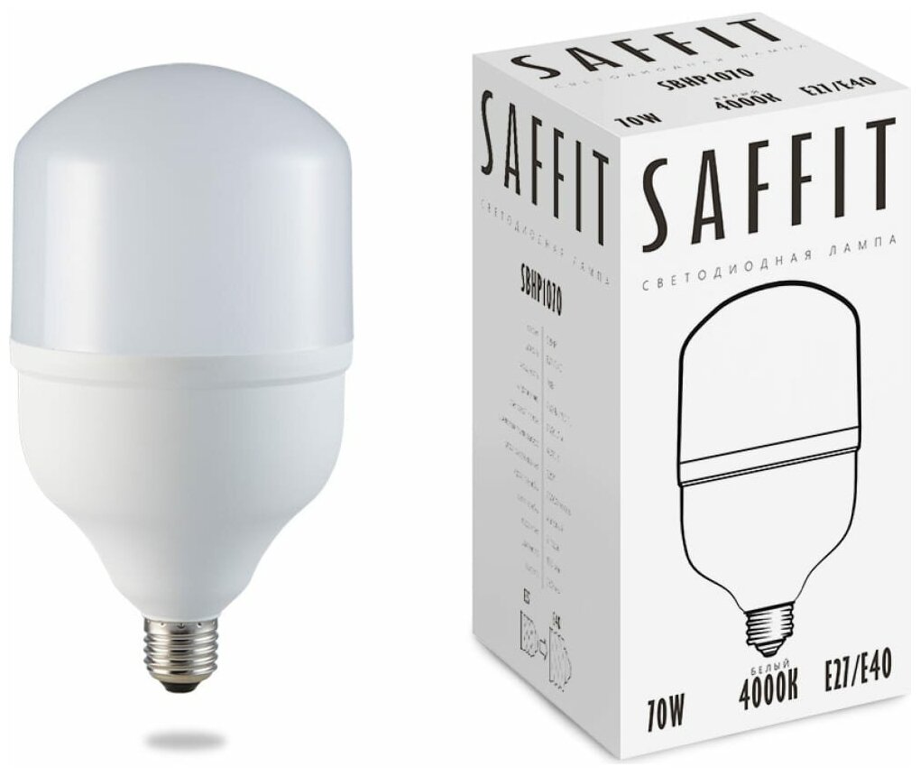 Лампа светодиодная Saffit SBHP1070 55098, E27, T150, 70 Вт, 4000 К - фотография № 1