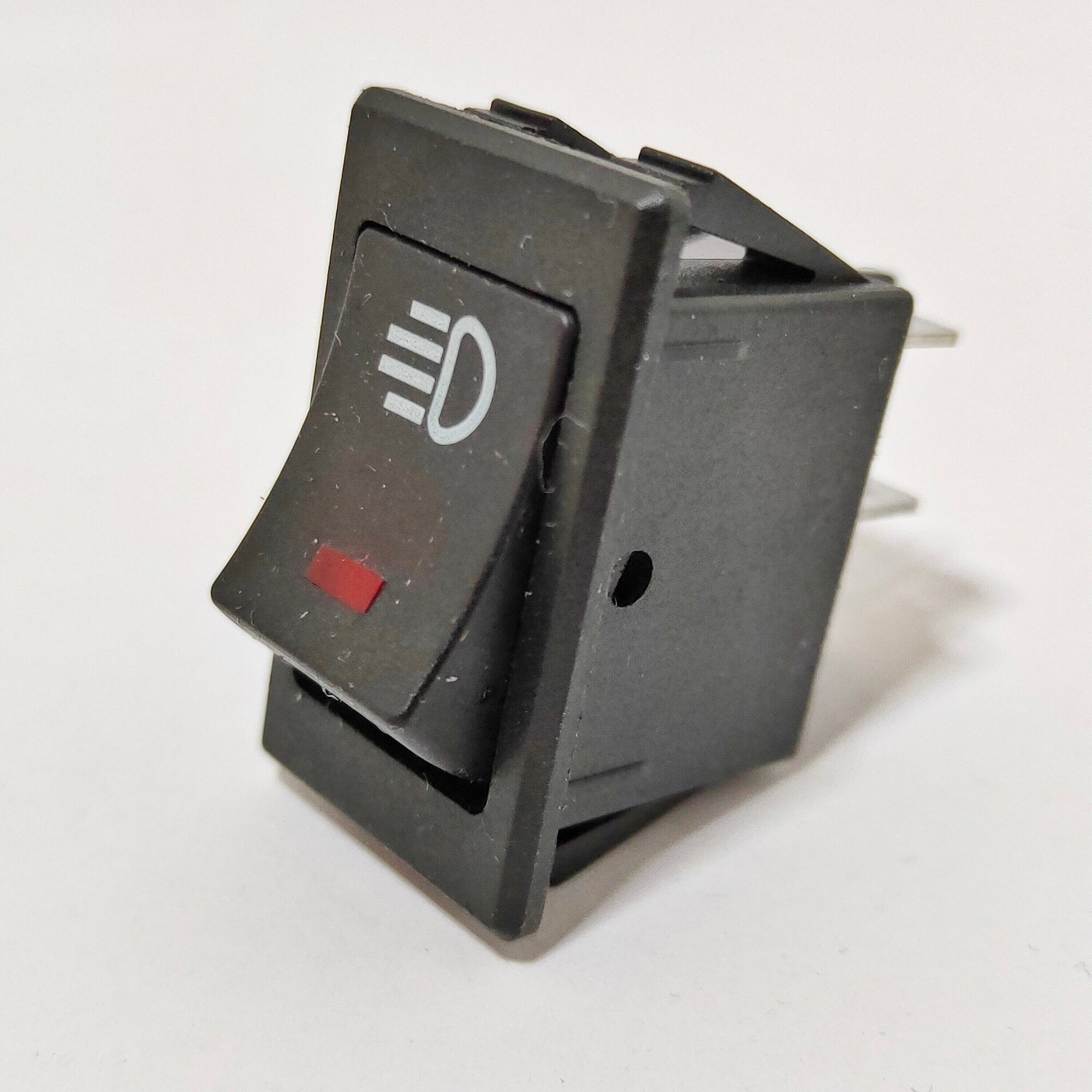 Выключатель (фары, свет) клавишный 12V 35А (4с) ON-OFF черный с красной LED подсветкой (комплект с клеммами и термоусадкой) - фотография № 3