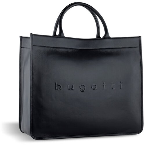 Сумка тоут Bugatti, фактура гладкая, черный сумка тоут bugatti фактура гладкая бежевый