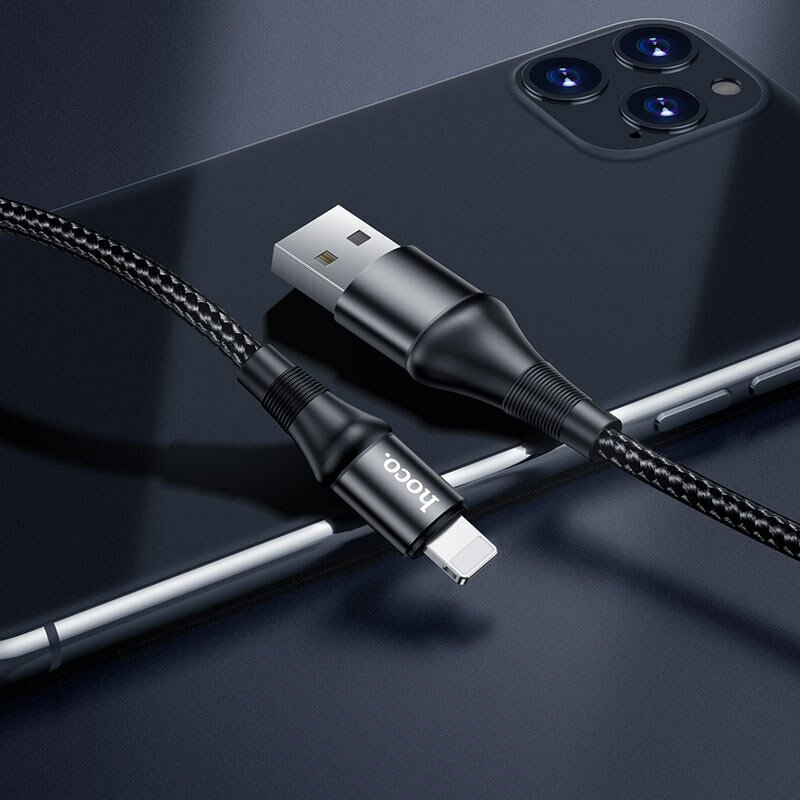 Кабель HOCO X50 Excellent USB на Lightning (iPhone, iPad, AirPods), 2.4A, 1 метр черный, для быстрой зарядки гаджетов Apple и передачи данных