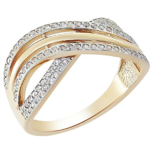 Кольцо Крымский ювелирный завод, красное золото, 585 проба, фианит, размер 18, красный, золотой