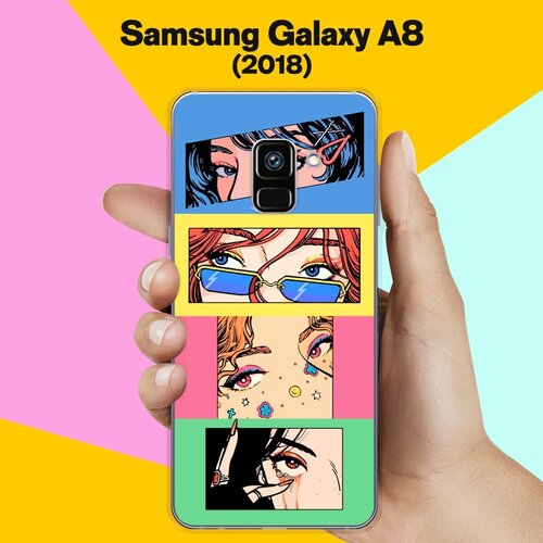 Силиконовый чехол на Samsung Galaxy A8 (2018) 4 кадра / для Самсунг Галакси А8 2018 противоударный силиконовый чехол желтая роза на samsung galaxy a8 2018 самсунг галакси а8 2018
