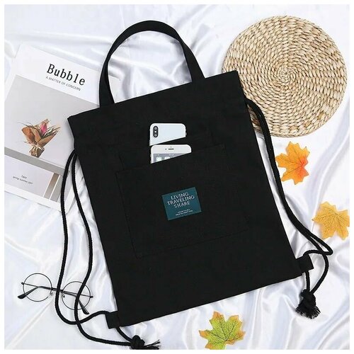 фото Сумка шоппер , фактура бархатистая, черный grodwell