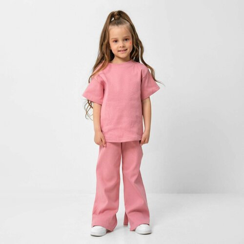 Комплект одежды Kaftan, футболка и брюки, спортивный стиль, размер 146-152, розовый
