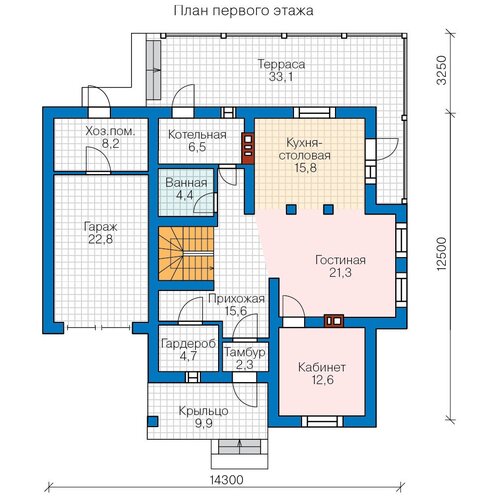 Проект газобетонного дома Catalog-Plans-57-00 (193,34кв. м, 12,5x11,75м, каркас 200)