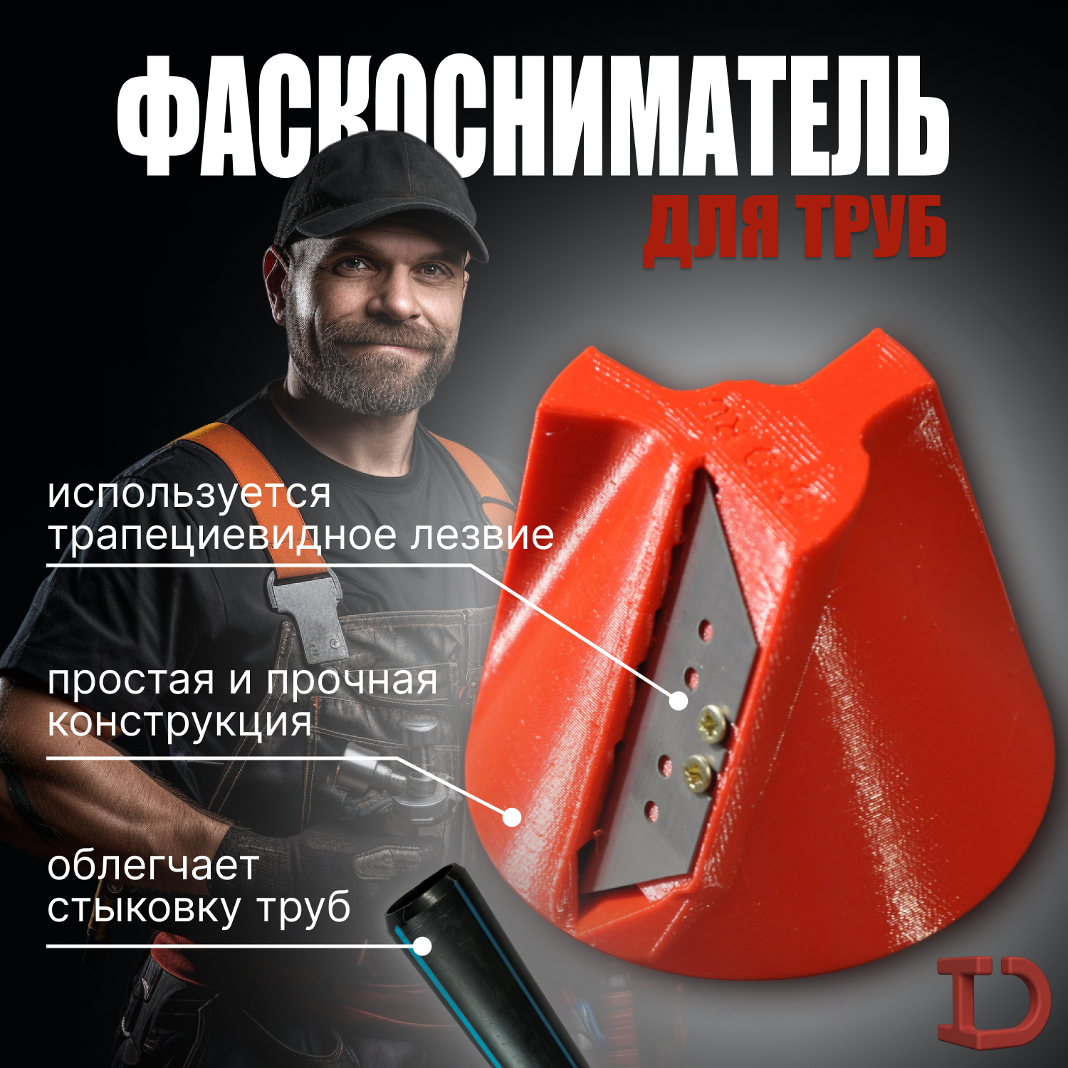 Фаскосниматель для труб ПНД и фановых 16-63 iD3D. - фотография № 1