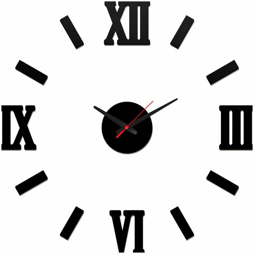 Часы настенные 70-80D Рим, цвет черный, AA, долговечный МДФ, комбинированная нумерация. Модель состоит из множества частей, что позволяет установить е