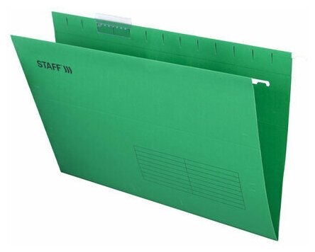 Подвесные папки A4/Foolscap (404х240 мм) до 80 л. комплект 10 зеленые картон STAFF, 1 шт