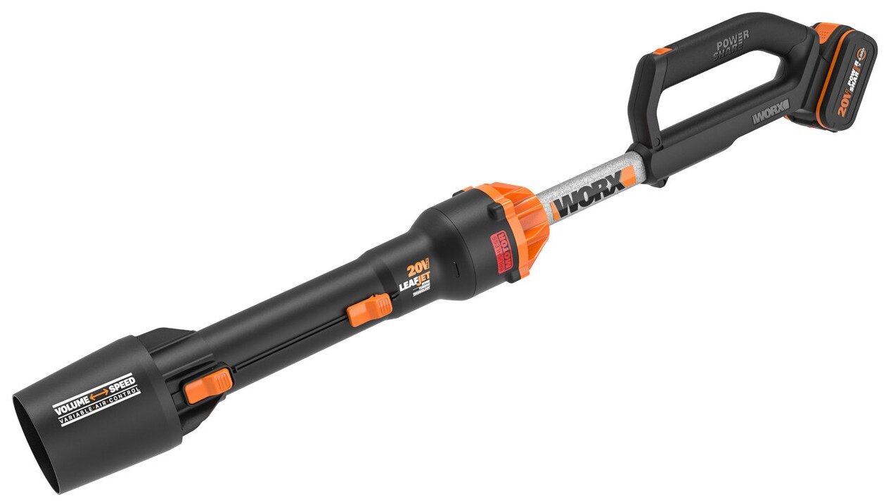 Аккумуляторная воздуходувка бесщеточная WORX WG543E, 20В, 4 АЧ х 1, ЗУ 2А, коробка