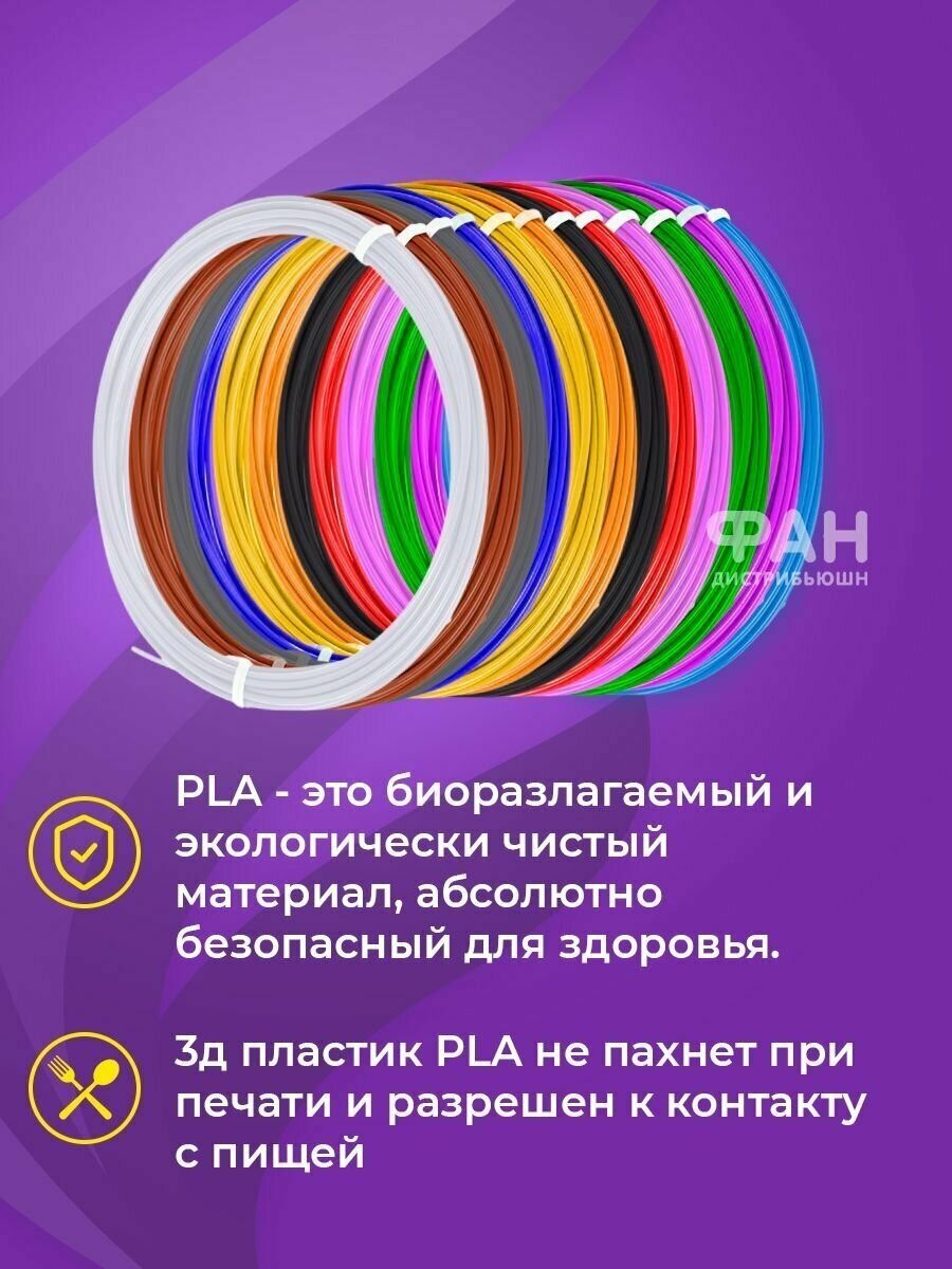 Пластик для 3D ручки Funtasy ( для 3д ручки ) 13 цветов по 10 метров  набор  безопасный  без запаха  леска пластмасса  картриджи