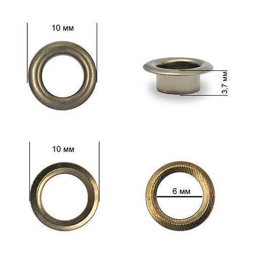 Люверсы сталь TBY.2140 №4 (Ø 6мм, h 3,7мм) цв. никель черный уп. 1000шт