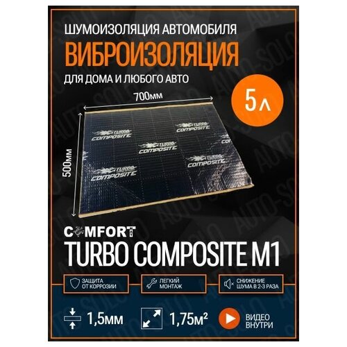 Виброизоляция Comfortmat Turbo Composite M1 (70х50см) - 5 листов / Шумоизоляция для автомобиля, квартиры, дома, дачи