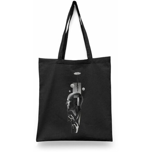 фото Сумка-шоппер унисекс каждому своё "абстракция/минимализм/арт" черная