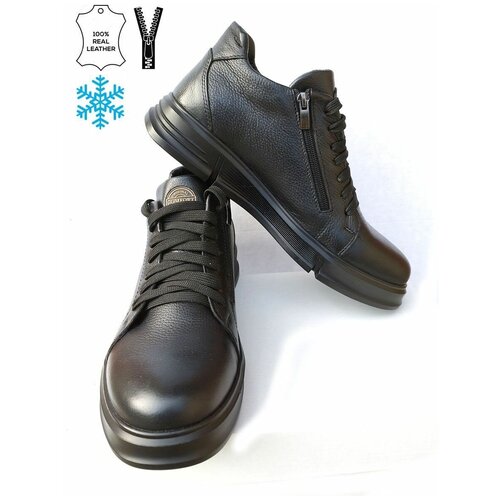 фото Ботинки мужские кожаные зимние из натуральной кожи, утепленные с мехом, юнит