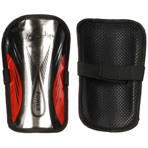 фото Щитки футбольные indigo, 1502, серо-красный, l