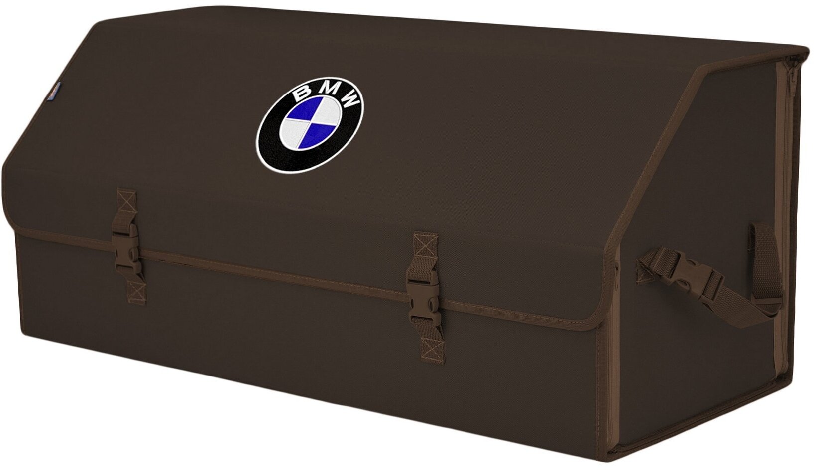 Органайзер-саквояж в багажник "Союз" (размер XXL). Цвет: коричневый с вышивкой BMW (БМВ).