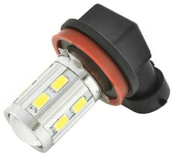 Лампа светодиод H11 12V 12 SMD SKYWAY (белая, 1-конт.) с линзой (S08201005)